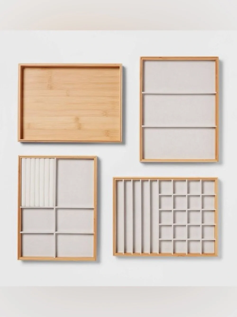 Stackable Bamboo Accessory Tray Set with Lid 9